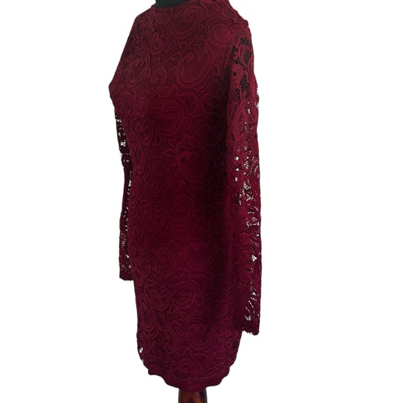Windsor Burgundy Lace Bodycon Dress Romantic Elegant Holiday, Date Night SZ M - Picture 4 of 15